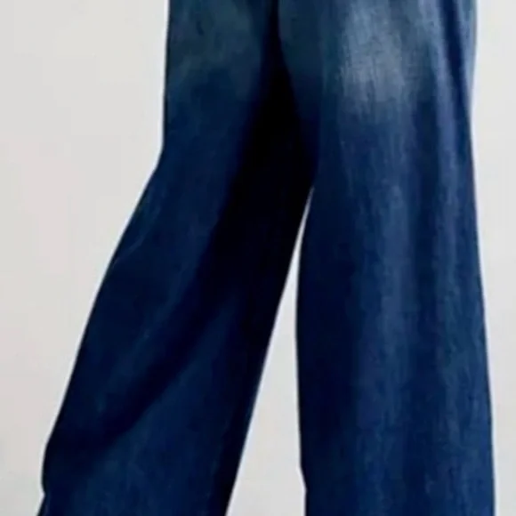 Free People Charlie Wide Leg Pleated Blue Jeans LIKE NEW We the Free - Picture 15 of 16